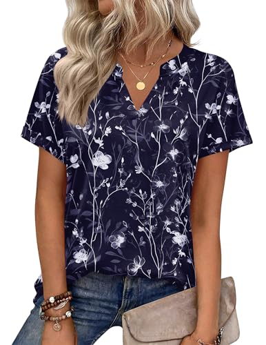 Image of Zeagoo Womens Tops Short Sleeve Summer V Neck Shirts Work Blouses Business Outfits Fashion Clothing