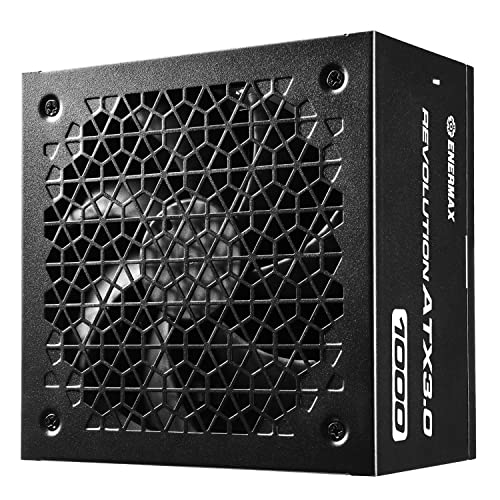 ENERMAX Revolution ATX3.0 Enthusiast Gaming&Streaming PC Netzteil 1000W 80Plus Gold PCIe 5.0 Ready (Voll-Modular, 2X 12VHPWR Kabel, Semi-Fanless), ERA1000EWT, schwarz