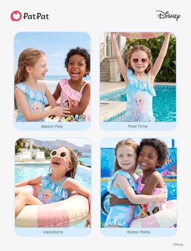 Image of Disney Stitch Frozen Marvel Minnie Mouse Girls Swimsuits Ruffle One Piece Bathing Suits UPF 50 Swimwear Quick Dry Size 2-13Y