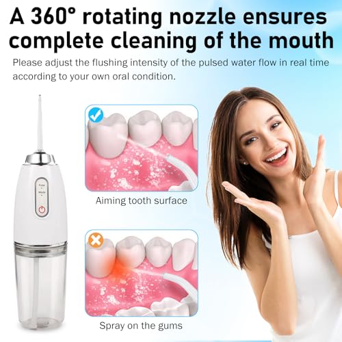 Munddusche Testsieger 2025, Munddusche Kabellos, Water Flosser 3 Modi & 4 Düsen, IPX7 Wasserdicht, für Oral Health Enthusiasten Tägliche Tiefenreinigung Reinigung auf Reisen – Bild 6