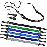 SMARTTOP Adjustable Glasses Strap-6 Pack No Tail Eyeglass Straps Eyewear Retainer Sport Unisex Sunglass Straps Holder (Black/Deep Blue/Green/Blue/Gray/Light Blue - Upgrade big/small hole)