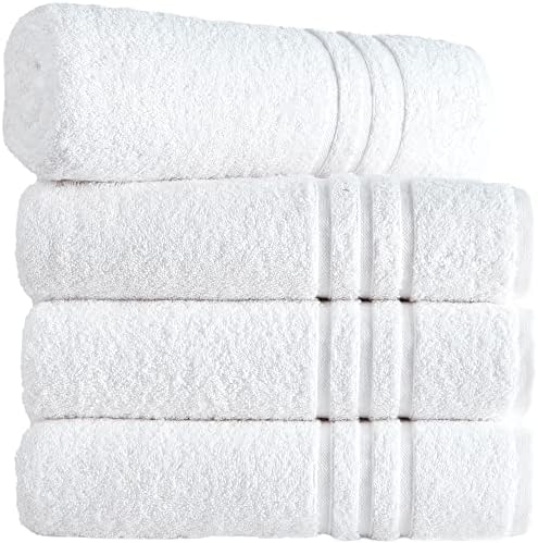 Hammam Linen White Bath Towels 4-Pack - 27x54 Soft and Absorbent, Premium Quality Perfect for Daily Use 100% Cotton Towel