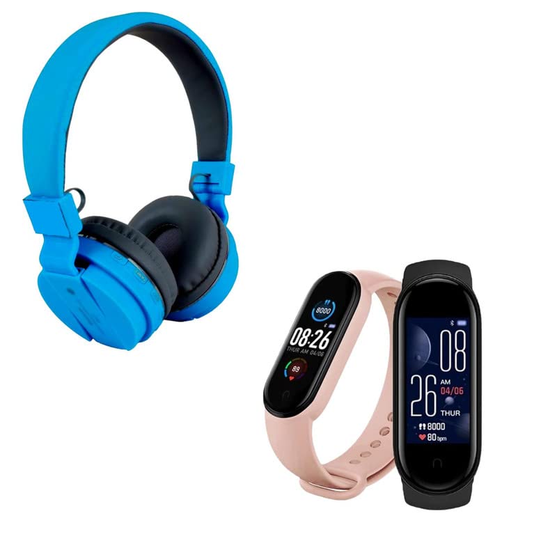 cospex combo pack of 2 items - comfortable on-ear bluetooth wireless headphone, m9 smart watch activity tracker band with many features like steps counter, calorie counter, (1 year warranty)