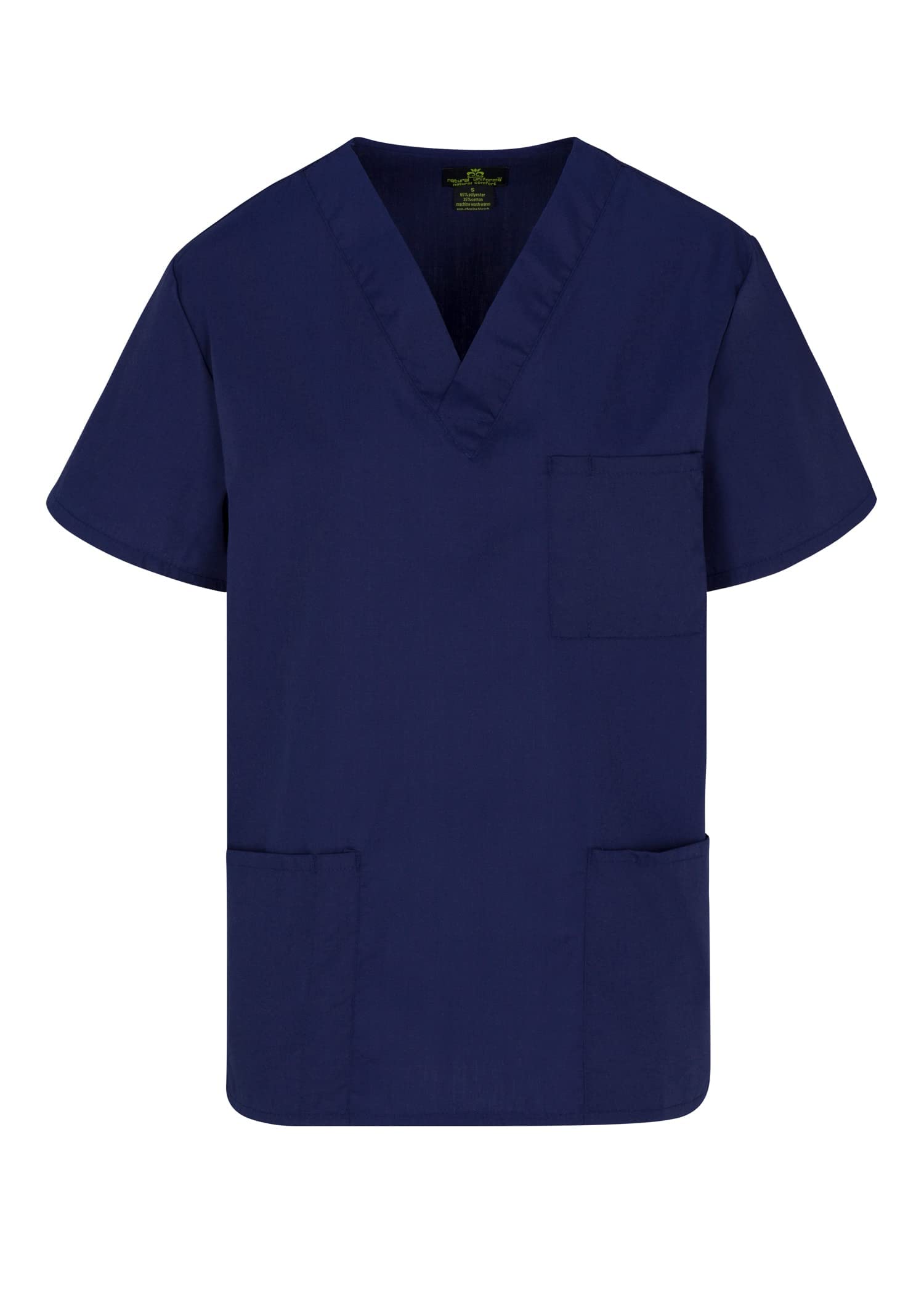 Natural Uniforms Standard Unisex 3 Pocket Scrub Top (Large, True Navy Blue)