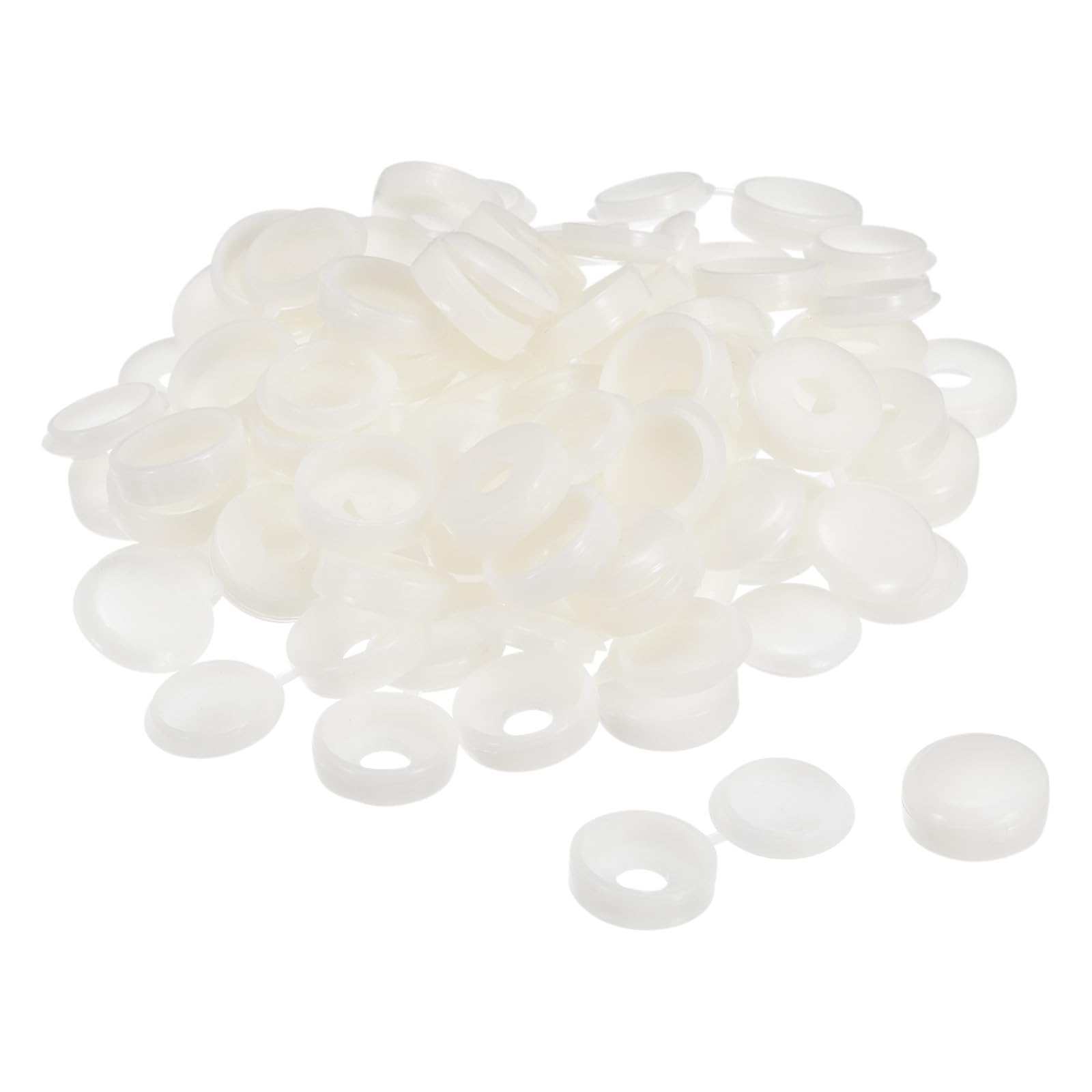 sourcing map 200Pcs 6mm Hinged Screw Cover Caps Plastic Fold Screw Snap Covers Washer Flip Screw Protection Cover for M4 M5 M6 Screws, Warm White