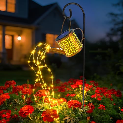 Solar Watering Can Lights Waterproof Solar Lights Outdoor Decorative Garden Decor Metal Hanging Lights for Outside Patio Pathway Yard Christmas Birthday Gardening Gifts