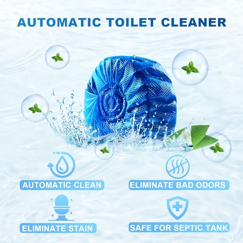 Image of Msvvko Toilet Bowl Cleaner Tablets 40 Pcs, Septic Safe Automatic Toilet Tank Cleaner with Sustained-Release Technology, Powerful Long-Lasting Blue Tabs for Bathroom Stain Remover & Deodorizer