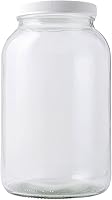 Vista 1 de FastRack Tarro de albañil de 1 galón con tapa hermética blanca Recipientes de vidrio regulares con tapas herméticas Tarro de vidrio de boca