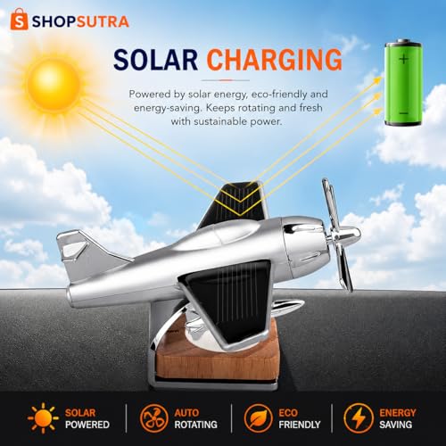 Image of Solar Helicopter Car Perfume Diffuser with Wooden Insert and Aluminum Base (Aeroplane Car Air Freshener)