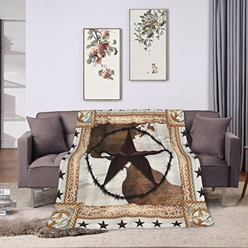 Fleece Blanket Western Texas Star Retro Rustic Throw Blanket For Couch Bed Sofa Chair,Soft Fuzzy Blankets Warm Flannel Lightweight Travel Camping Throw Blankets For Toddler 50"X40" #TOP6