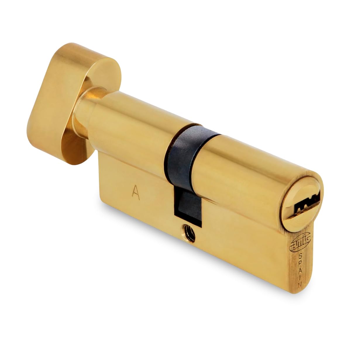Amig - Cilindro de seguridad con muletilla - Cerradura para puertas - Bombín de Alta Seguridad - Antiganzúa y Antitaladro - Incluye 5 llaves - Pulido - Medidas: 60 (30-30 mm)
