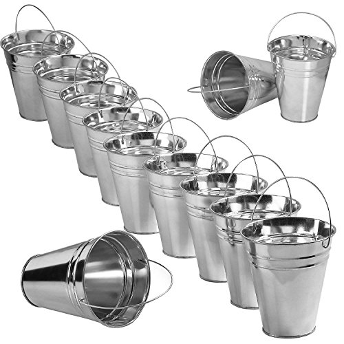 Stolife Metal Buckets,Galvanized Buckets and Party Favor Bucket,Candy Box Buckets,12 Pack (12)