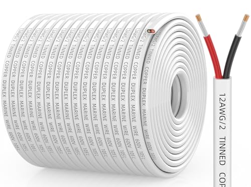 CONEPY 12 Gauge Marine Wire, 12 Gauge Wire Duplex Marine Grade Cable, 500FT