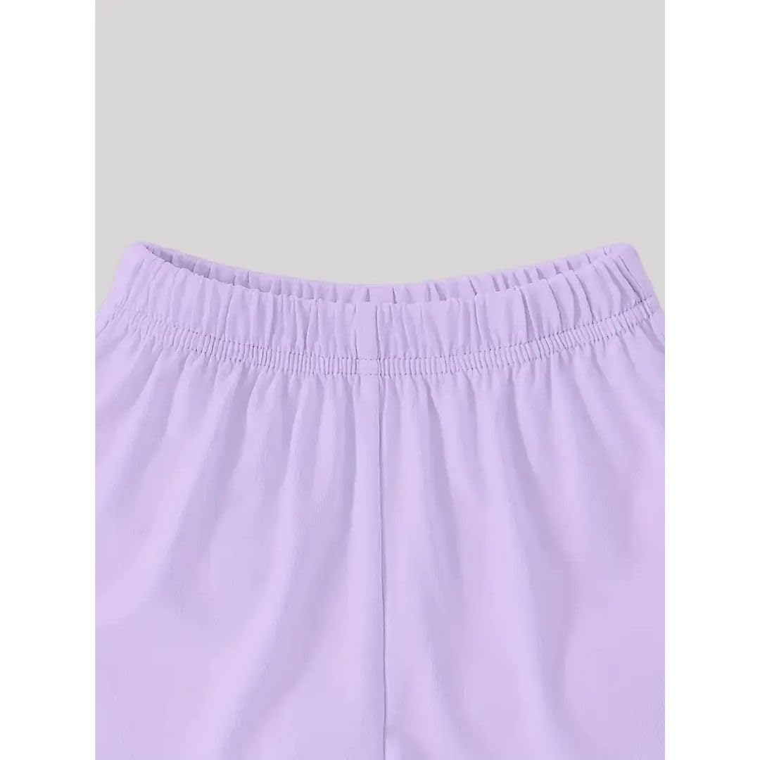 Fommy Adorable Teddy Print Cotton Half Sleeve T-Shirt & Shorts Set for Boys Girls – Kids Clothes for Girls, Baby Girl Summer Dress | Cute Butterfly Summer Outfit | Cotton Clothing Set| Color-Lavender 1