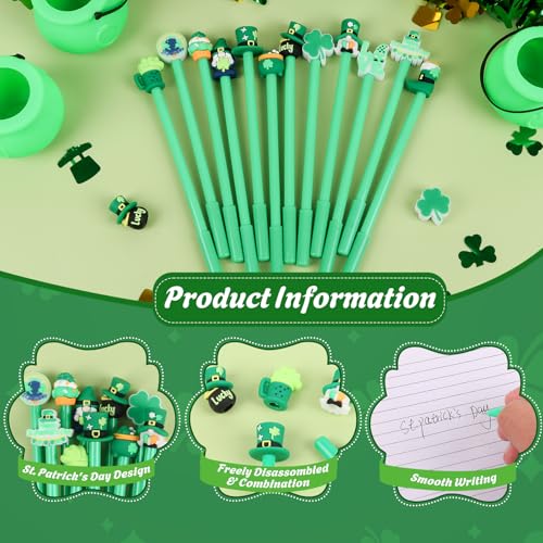 LOKIPA 30 pcs bolígrafos de gel negro St Patrick miniatura 3