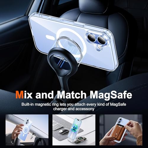 Image of for iPhone 17 Case Clear with Screen Protector, Compatible with Magsafe, Anti-Yellowing, Military-Grade Protection, Shockproof Slim Magnetic Phone Case Cover, Transparent