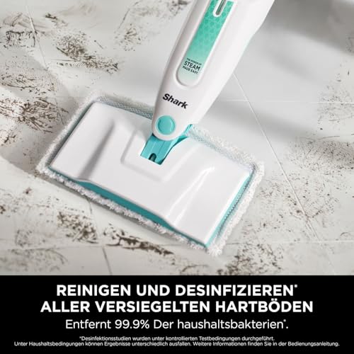Shark Dampfreiniger, leichter Dampfreiniger für Hartböden mit 2 maschinenwaschbaren Reinigungspads und Füllflasche 375ml, 5.5 m Kabel… – Ansicht 2