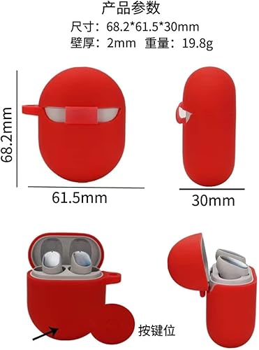 Miniatura 6 de DAYJOY - Juego de 2 fundas protectoras de silicona suave compatibles con auriculares Xiaomi Redmi Airdots 3Pro, funda protectora con llavero (rojo y