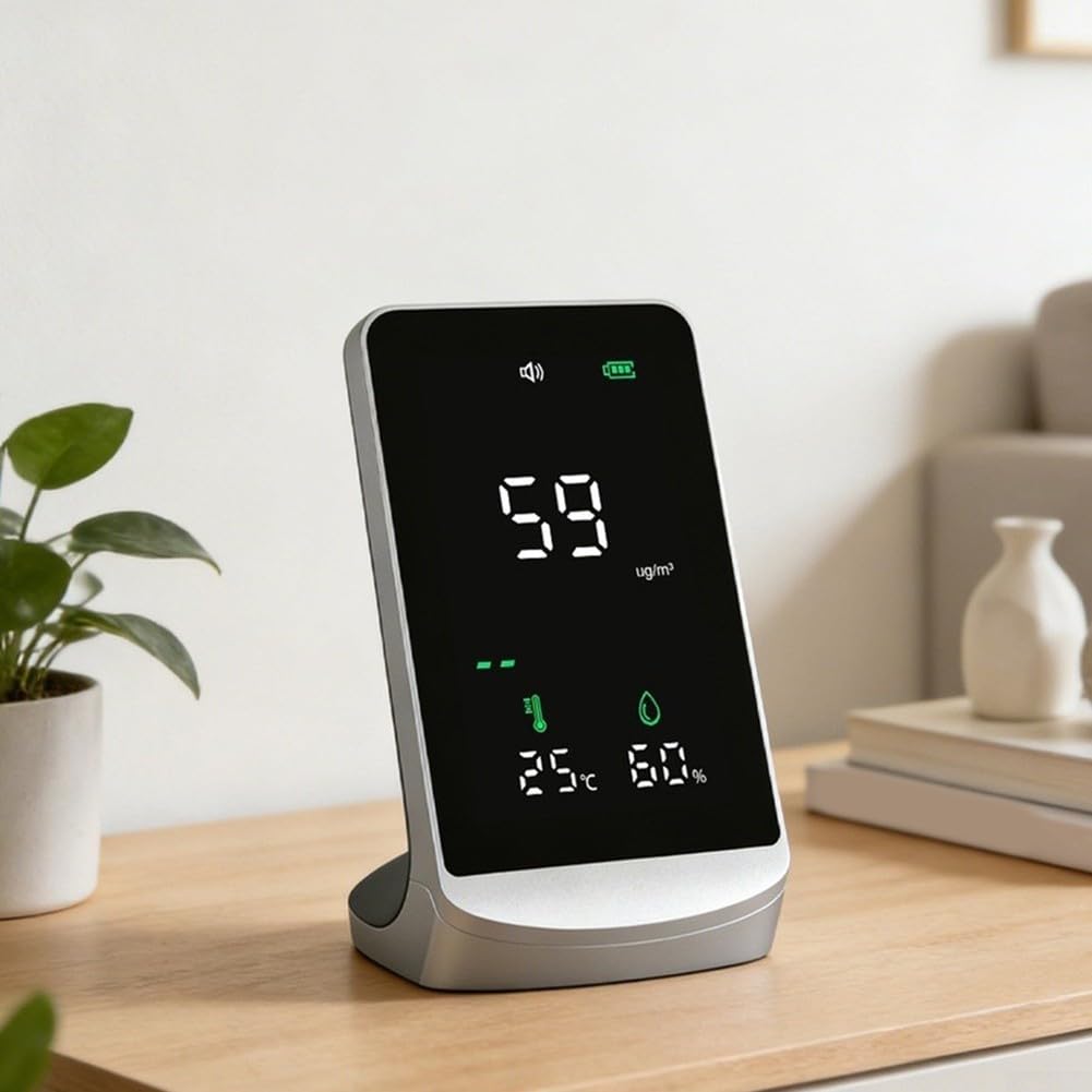 Medidor de polvo fino con sensor de humedad temp ABS