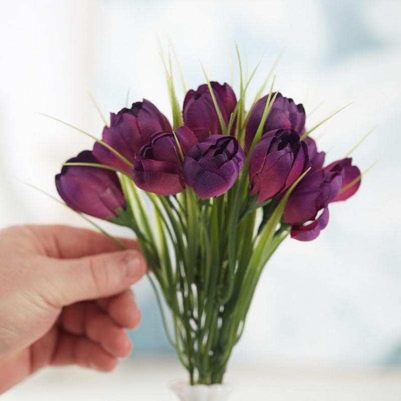 Miniatura 4 de Factory Direct Craft Juego de 3 arbustos de azafrán artificiales, morado oscuro y crema, ramos de azafrán floral de seda para arreglos de primavera