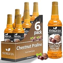 Chestnut Praline Coffee Syrup by Syruvia 6-Pack, 25.4 fl oz, Wholesale Coffee Syrup Shops, Cafes, Baristas, Bistros, Beverage Bars, Bulk Kosher & Gluten-Free