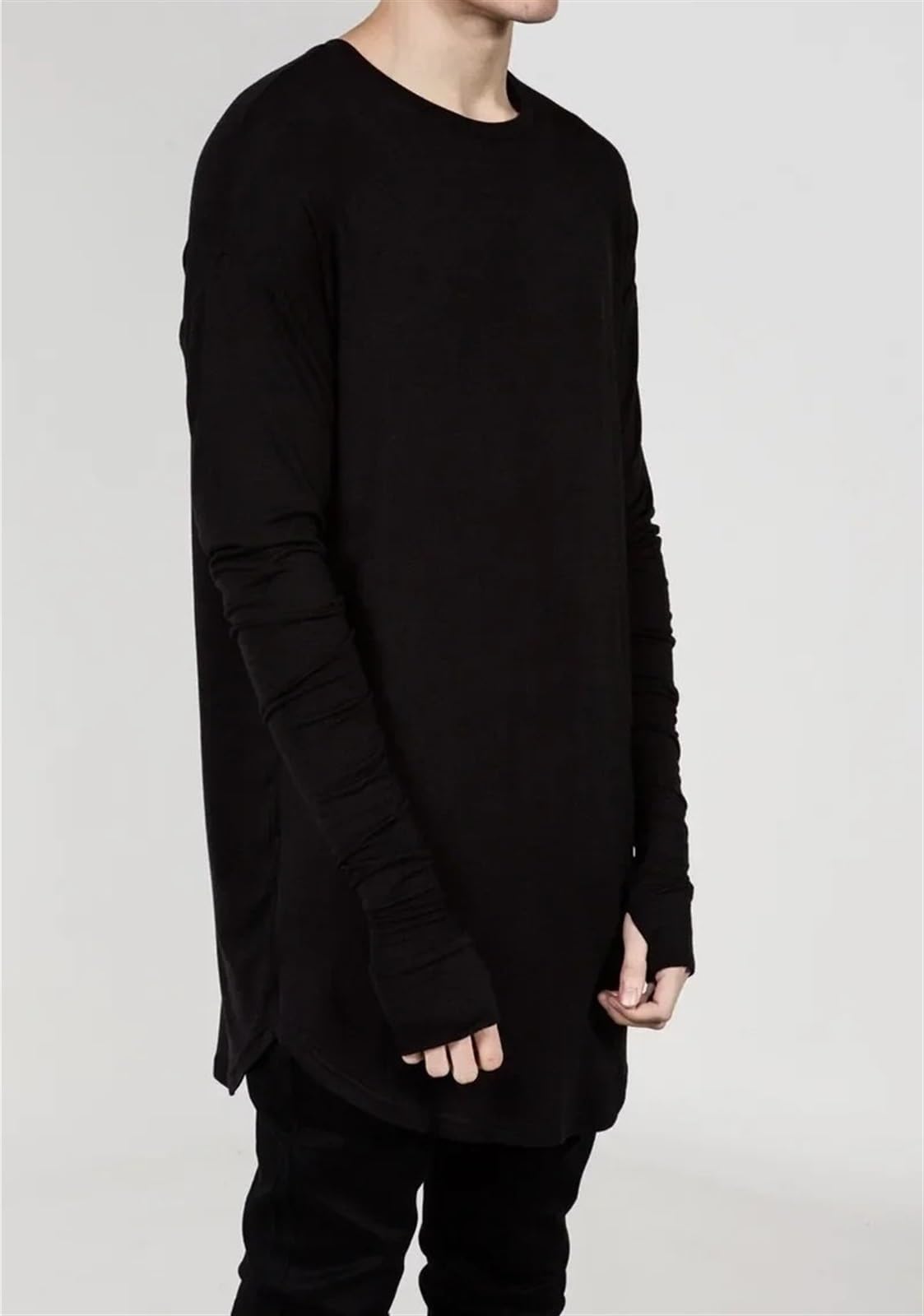 T Shirt Full Mens Long Sleeve T-Shirt with Thumb Hole Cuffs Tees