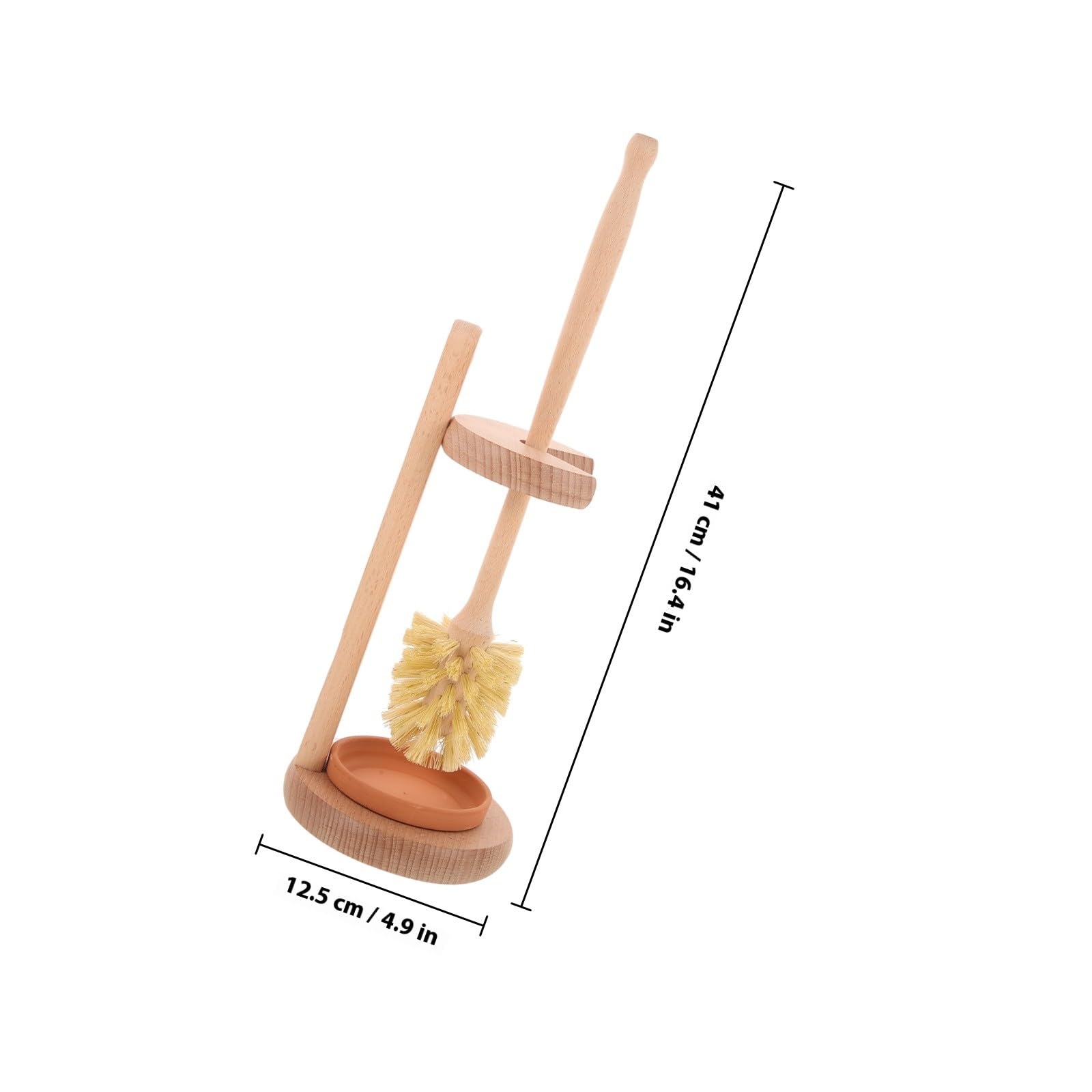TEHAUX Escobilla para Inodoro con Cerdas Suaves, Mango Ergonómico y Base de Cerámica y Madera de Haya, Cepillo de Limpieza para Baño Doméstico, Soporte Estable para Uso en Hogares
