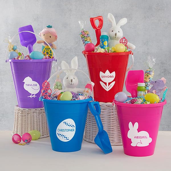 Miniatura 3 de Personalization Universe Cubo y pala de plástico personalizados de personajes de Pascua, juguetes de playa perfectos y juguetes para niños pequeños
