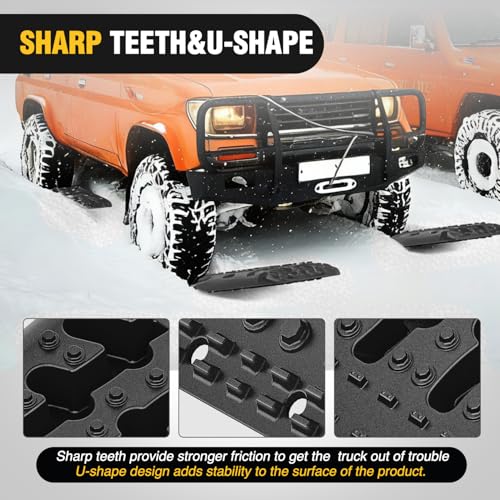 Image of Nilight Off Road Traction Boards with Jack Lift Base Heavy Duty Recovery Boards for Truck Jeep SUV Tire Traction Mats for Mud Sand Dunes Snow Vehicle Recovery Gear with Carry Bag Mounting Kit 2PCS