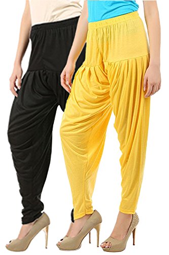 Image of Buy That Trendz Womens Patiala Pants Combo Pack of 2 Viscose Dhoti Patiyala Salwar Harem Bottoms Pants