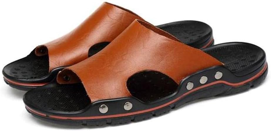 Amaonz Mens Slippers Outdoor Summer Genuine Leather Slides For Men Couple Non-Slip Women Home Fashion Casual Single Shoes Large Size