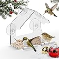 BTFSZ Clear Window Bird Feeder for Outside - Strongest Suction Cups 360° View Acrylic Design, Easy Fill & Clean Removable Tray-Perfect Christmasfor Gifts Bird Lovers, Kids, Grandparents,Cat Owners