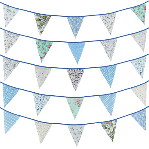 Zwiebeco 39Ft Blue Floral Fabric Bunting Banner Triangle Flag Party Decorations Hanging Cotton Rustic Vintage Flowers Garland Pennants for Wedding Birthday Tea Party Nursery Home Outdoor Garden Decor Zwiebeco 39Ft Blue Floral Fabric Bunting Banner Triangle Flag Party Decorations Hanging Cotton Rustic Vintage Flowers Garland Pennants for Wedding Birthday Tea Party Nursery Home Outdoor Garden Decor