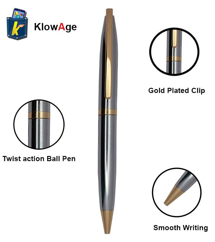 Image of Personalized Pen Saint Stainless Steel Gold Trim Ball Pen with Gift Bag