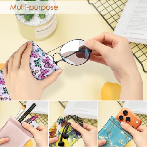 Image of FINTIE Soft Eyeglasses Case with Cleaning Cloth, Portable Squeeze Top Vegan Leather Glasses Pouch, Sunglasses Eyewear Bag