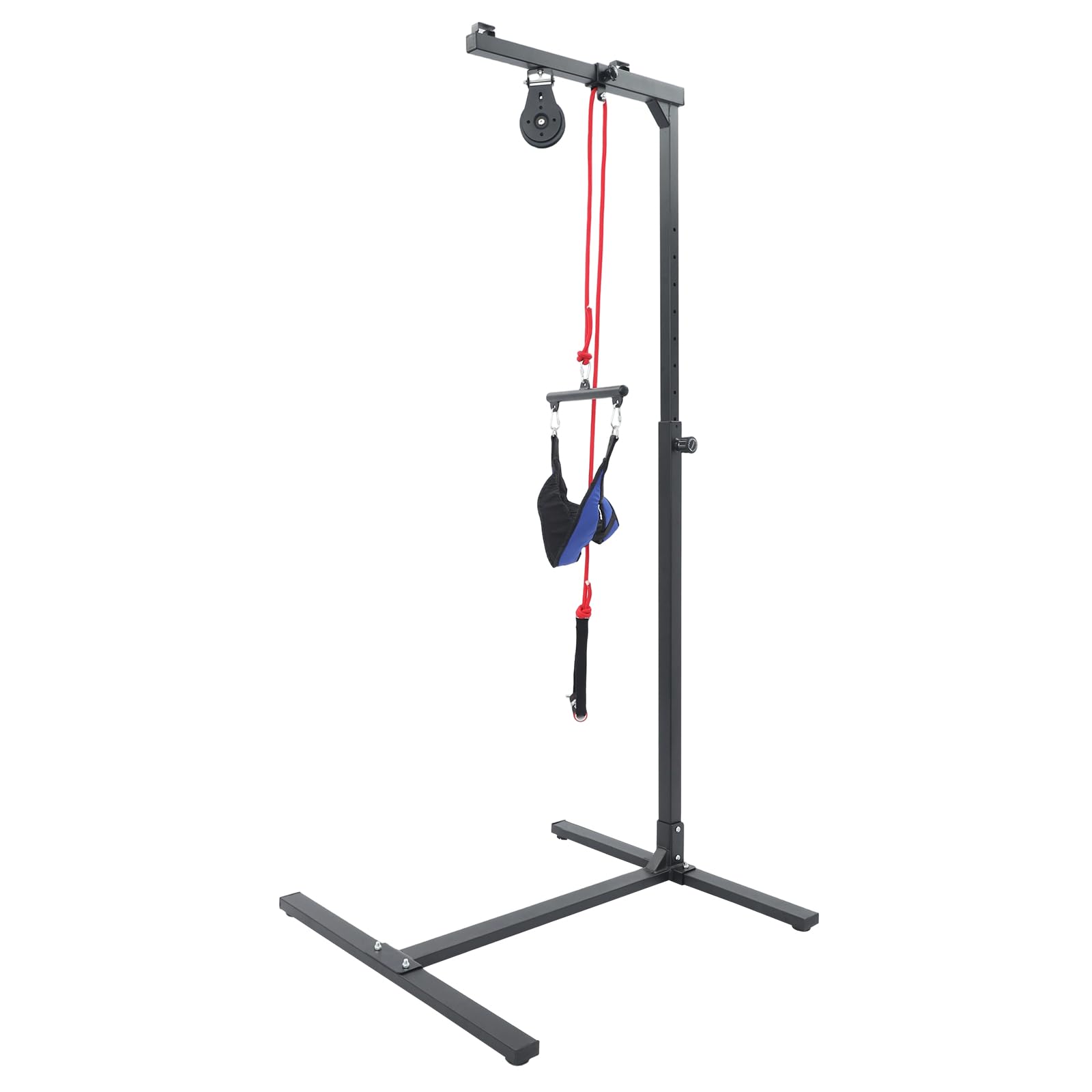 Elevador de cama de acero ajustable en altura ajustable, ayuda para dominadas de movilidad con mango trapezoidal, ayuda de elevación para ancianos y pacientes, hasta 100 kg (negro)