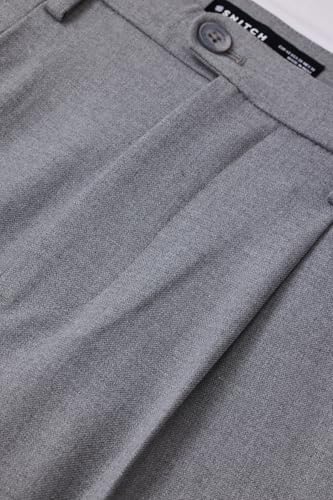 Image of SNITCH Men Casual Trousers| Baggy Fit Mid Rise Solid Plain Front Style | Breathable Cotton Blend & Lightweight Linen Fabric for Summer & Everyday Outings