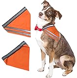 Reflective Dog Bandana Velcro Safety Scarf 2 Pack Orange Dog Reflective Gear