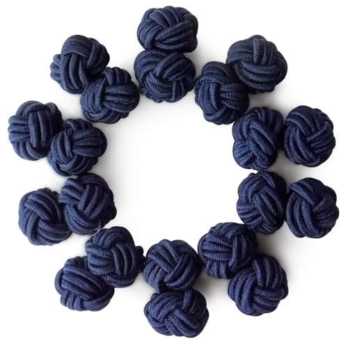 HONEY BEAR Gemelos de Nudo de Seda Tejidos 5 Pares para Hombre/Mujer Camisa/Vestido Decoración(Azul marino sin caja)