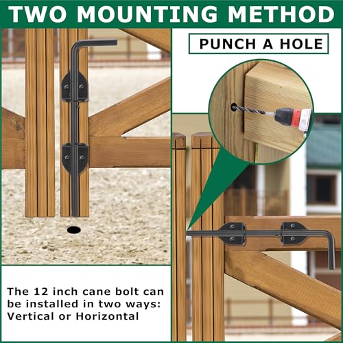 Image of 12 inch Heavy Duty Cane Bolt Gate Drop Rod for Vinyl Gate Latch, Cane Bolts for Gates for Wood PVC Vinyl Metal Fences Gates-1 Pack