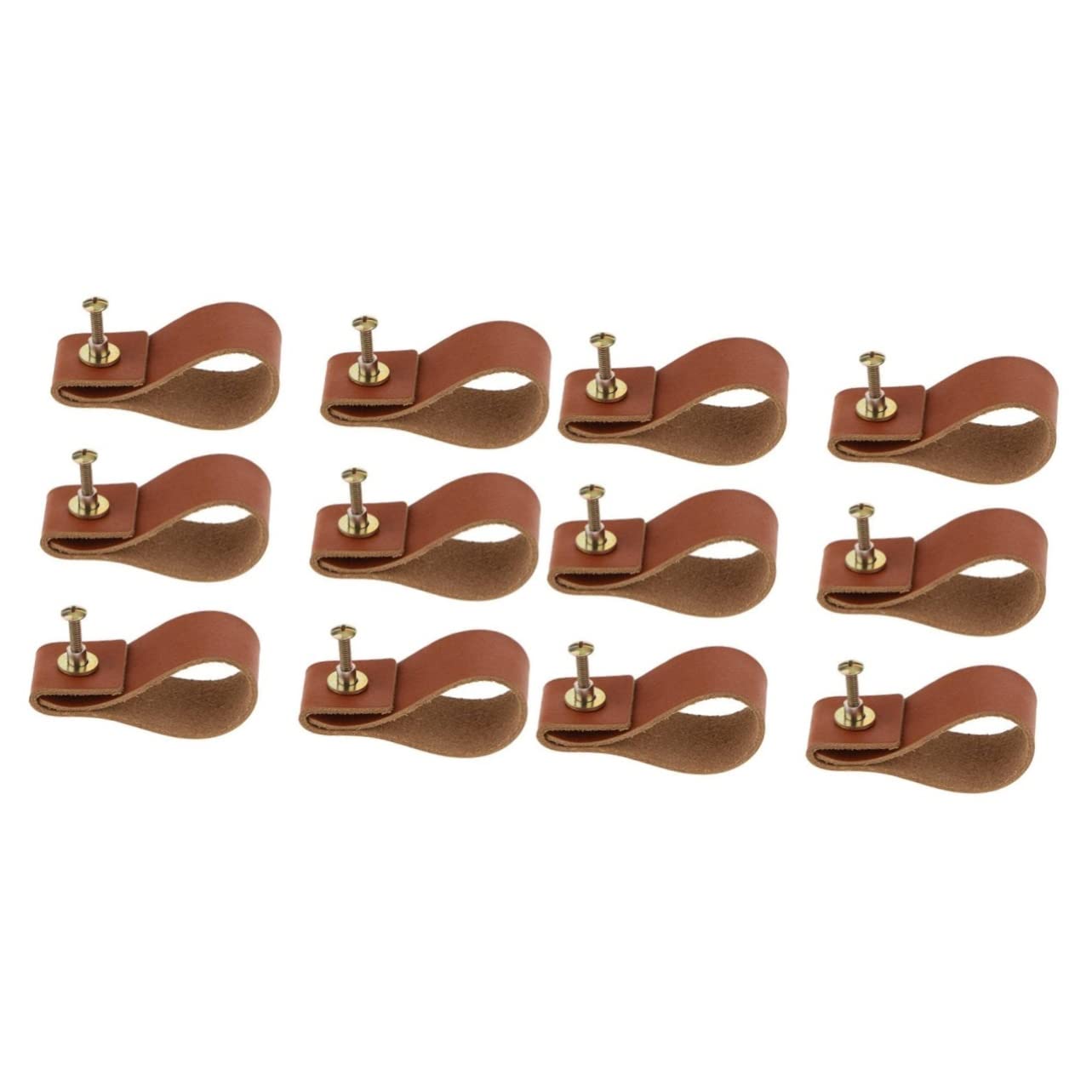 Poignées de tiroir placard ancien boutons de commode armoire cuir brun x12
