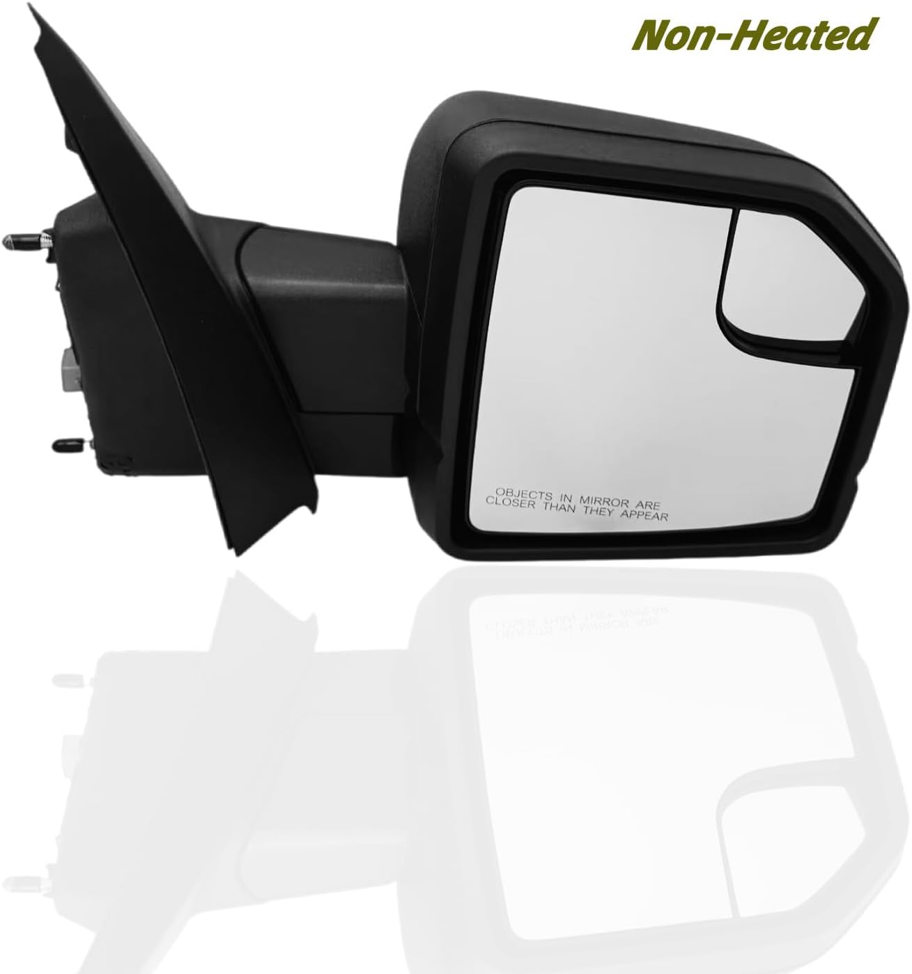 Passenger Side Mirror Compatible With 2015-2020 Ford F150 With Power Glass Non-Heated Without Turn Signals Texture Black FL3Z17682AK 3-Pins