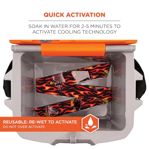 Image of Cooling Bandana, Flames, Evaporative Polymer Crystals for Cooling Relief, Quick and Secure Fit, Ergodyne Chill Its 6705,Large