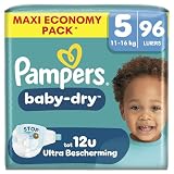 Pampers Baby-Dry Maat 5, Maandbox 96 Luiers, 11-16kg