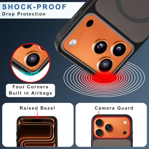 Image of CEDO Magnetic Cover for iPhone 17 Pro Max | Compatible with MagSafe Wireless Charging | Matte Black Case Designed with Magnetic Lock Shockproof Edge Protection Backcover (Translucent Black)