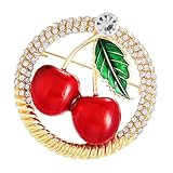 Exquisite Kirschbrosche mit funkelndem Strassdekor und Metallkonstruktion, die verschiedenen Outfits einen Hauch von Luxus und Eleganz verleiht