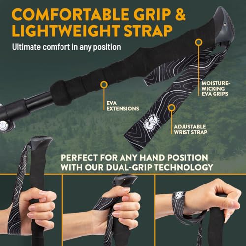 Image of Premium Foldable Hiking Poles by USA Brand - Adjustable, Lightweight Trekking Poles Made of Aircraft Aluminum, Metal Flip Locks & Comfortable Real Cork and EVA Foam Grips