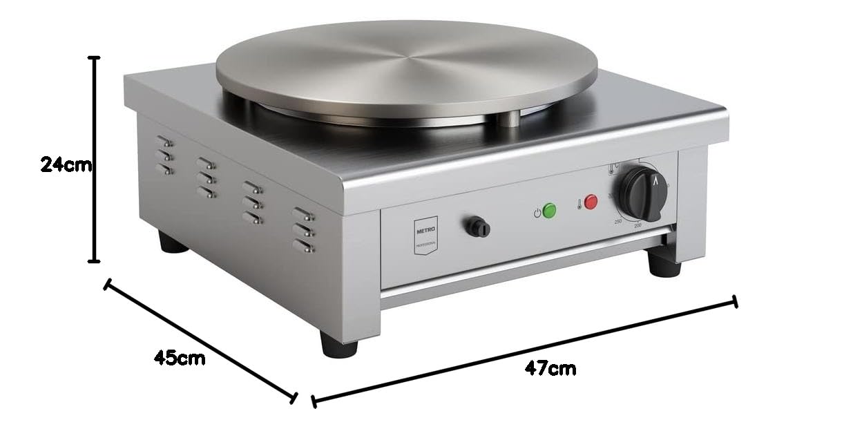 Crepiera Elettrica METRO Professional GCP1040 3000W 40cm Acciaio Inox Ghisa 50-300°C