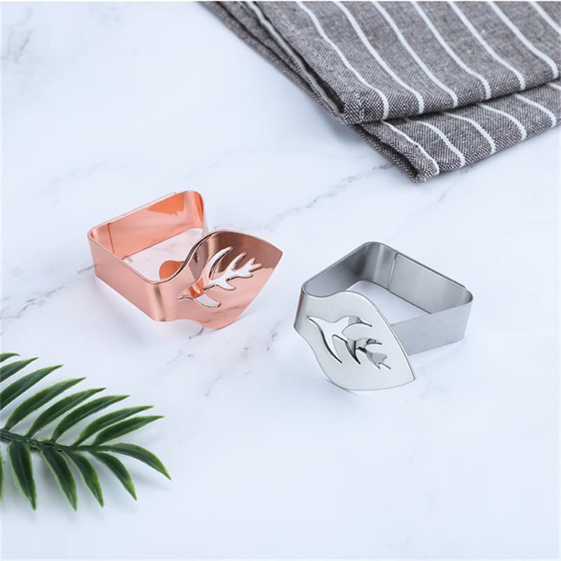 Klipsy do obrusów, Klipsy do obrusów w kształcie liści ze stali nierdzewnej użytku zewnętrznego, 4 sztuki rozmiarze 4x1,5x4,6 cm