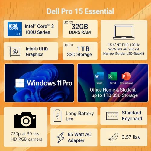 Dell Portátil Intel Core 3 100U, 8GB DDR5, 512GB SSD, 15.6" FHD miniatura 2